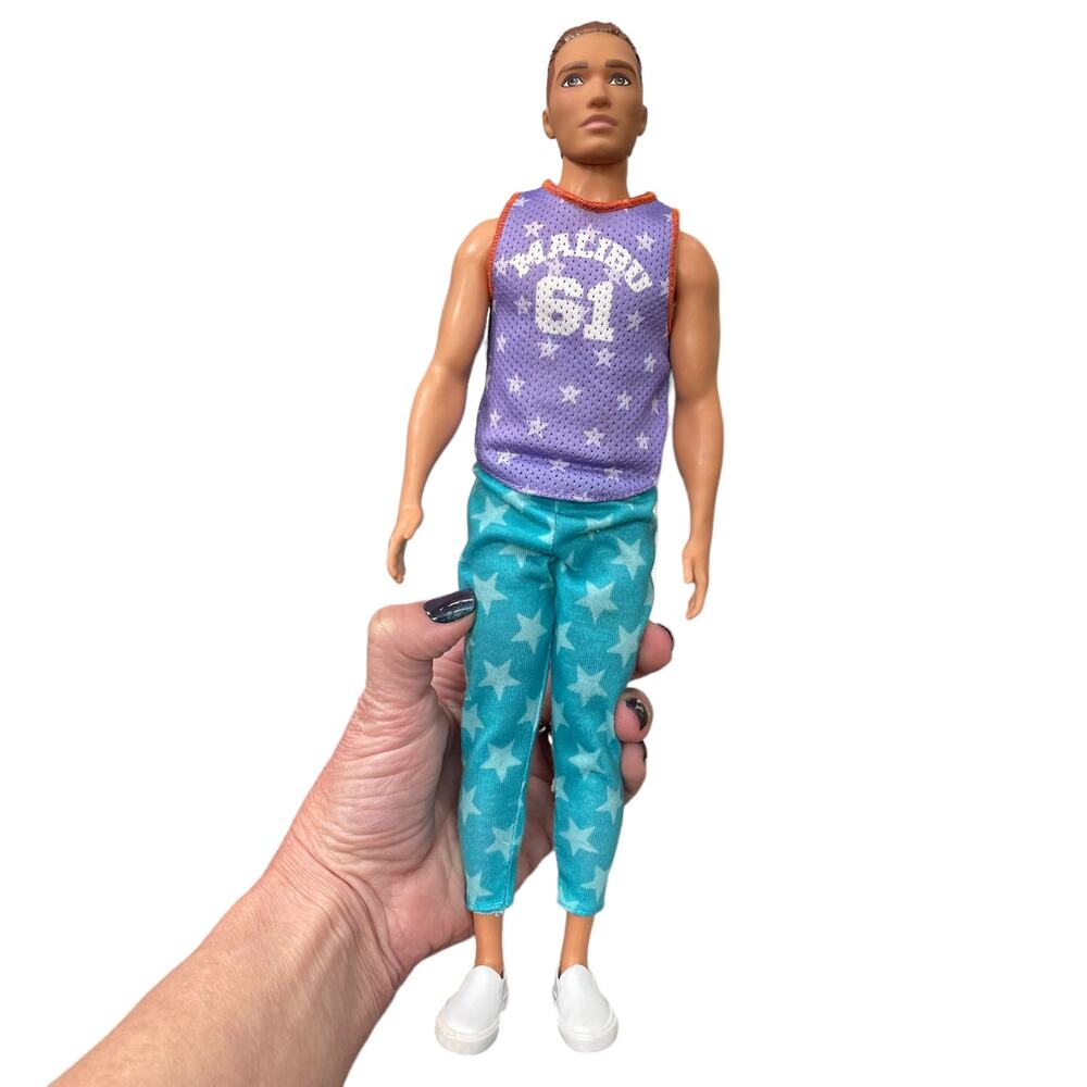 Barbie Ken Fashionista Doll #164 Purple Malibu Shirt Molded Brown Eyes & Hair